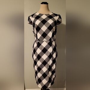 Betsey Johnson Black and White Plaid Midi Dress